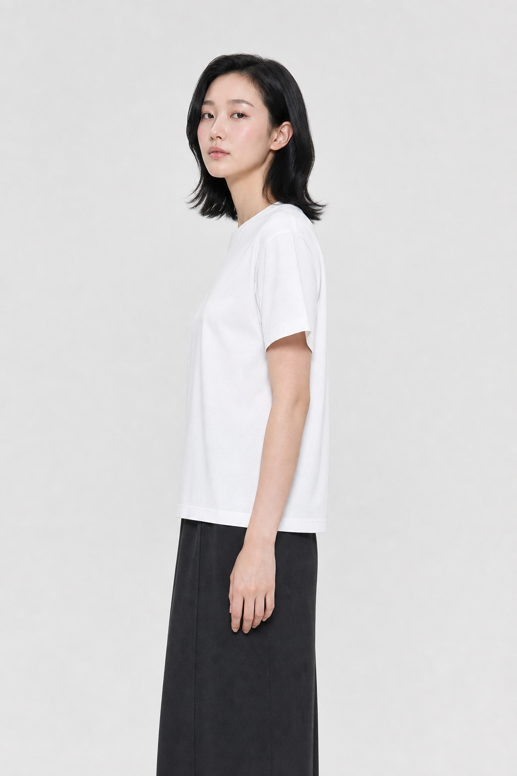 KARMA 女士優質精梳純棉短袖TEE-凝脂白
