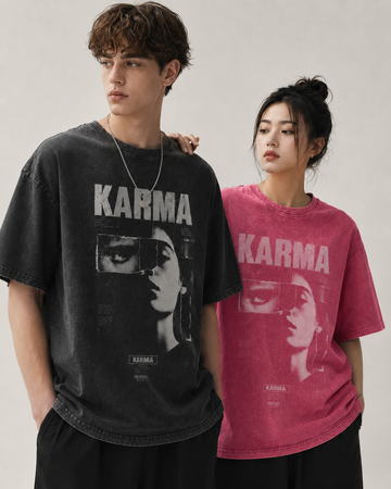 KARMA 男士女士oversize復古水洗舊舖純棉短袖TEE-Archive