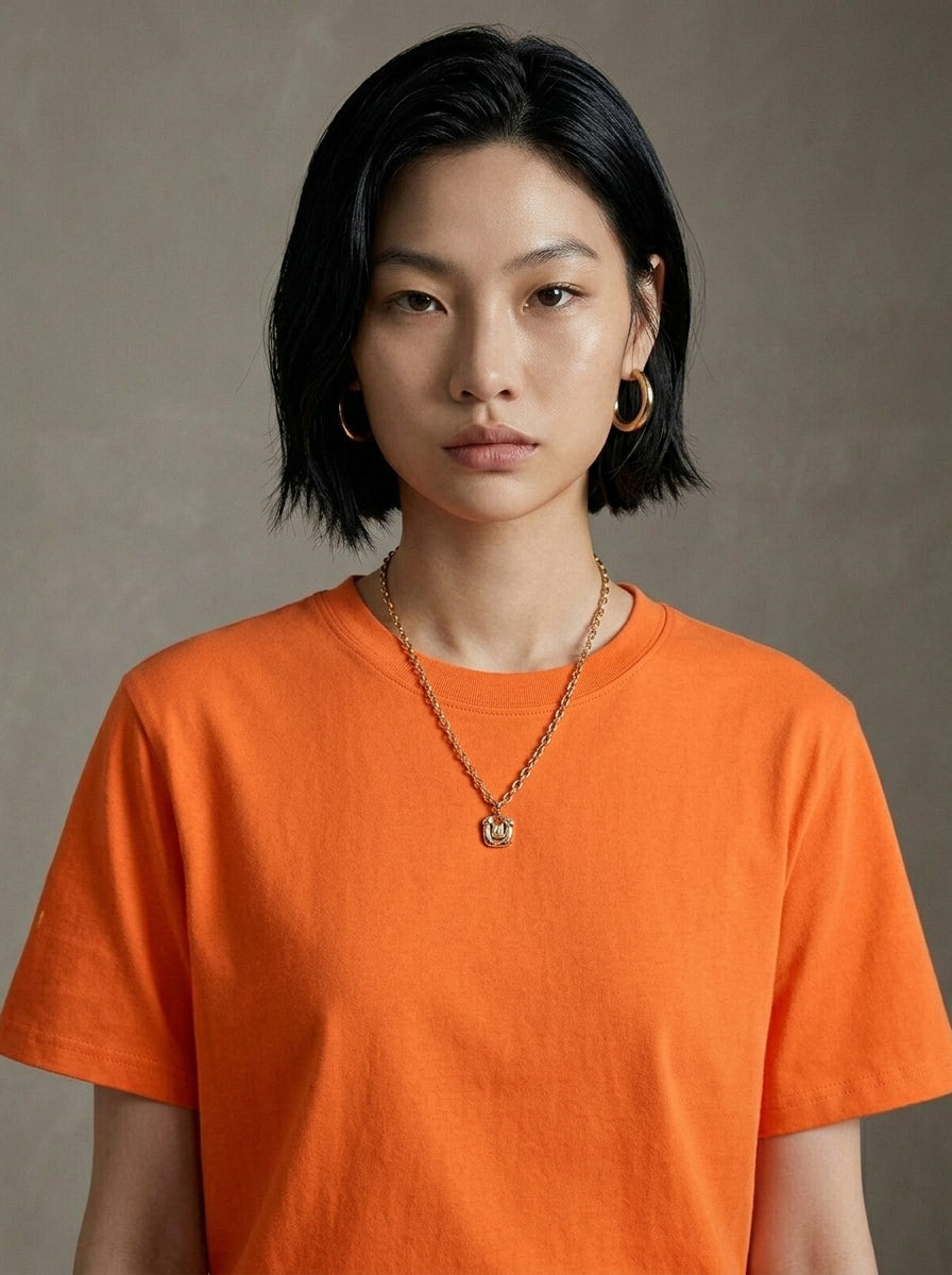 KARMA 女士優質精梳純棉短袖TEE-橙色