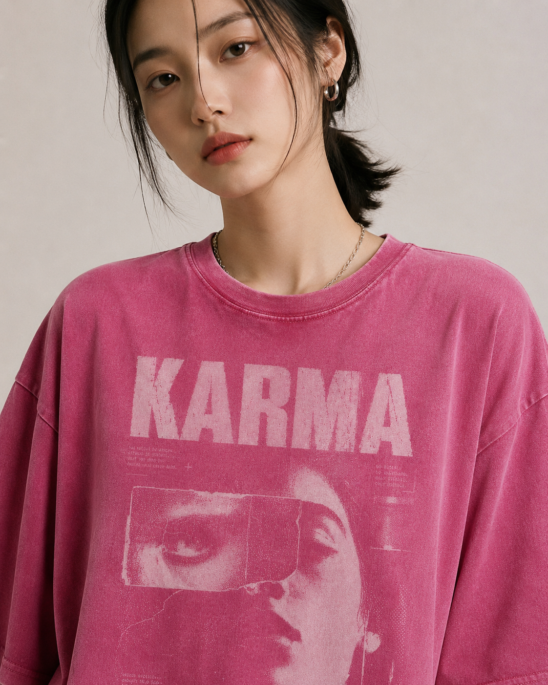 KARMA 男士女士oversize復古水洗舊舖純棉短袖TEE-Archive