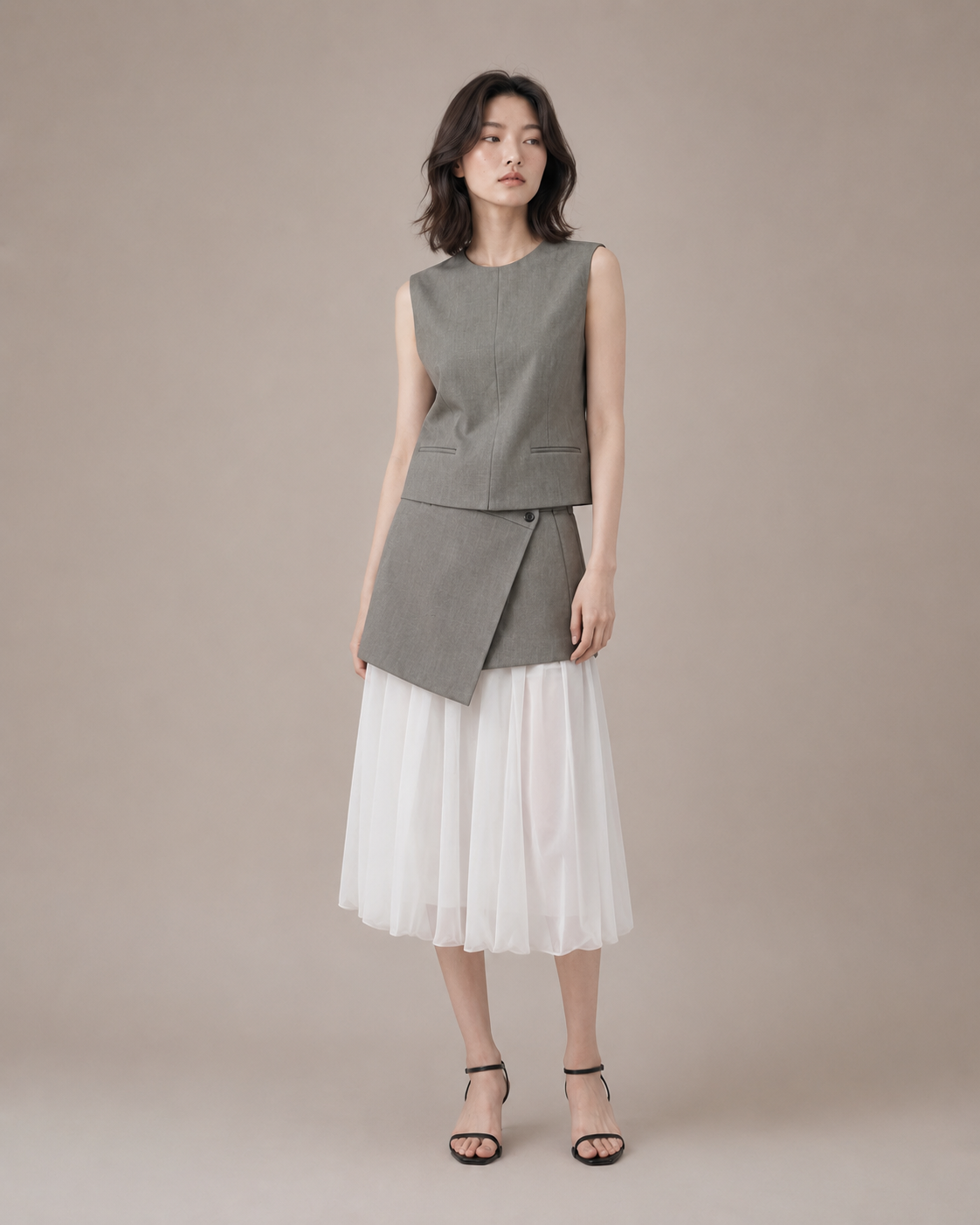 KARMA女士霧灰疊影剪裁套裝