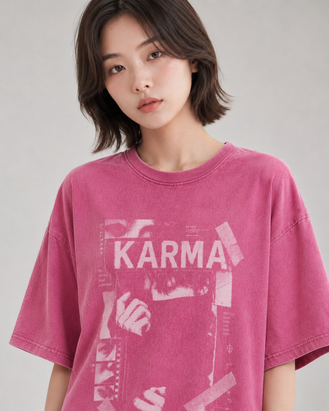 KARMA 男士女士oversize復古水洗舊舖純棉短袖TEE-Hidden Frame