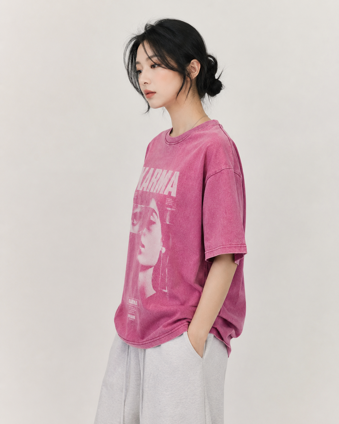 KARMA 男士女士oversize復古水洗舊舖純棉短袖TEE-Archive