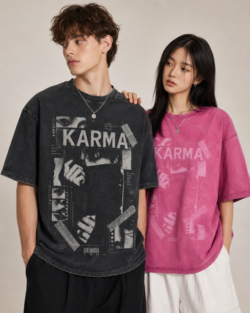 KARMA 男士女士oversize復古水洗舊舖純棉短袖TEE-Hidden Frame