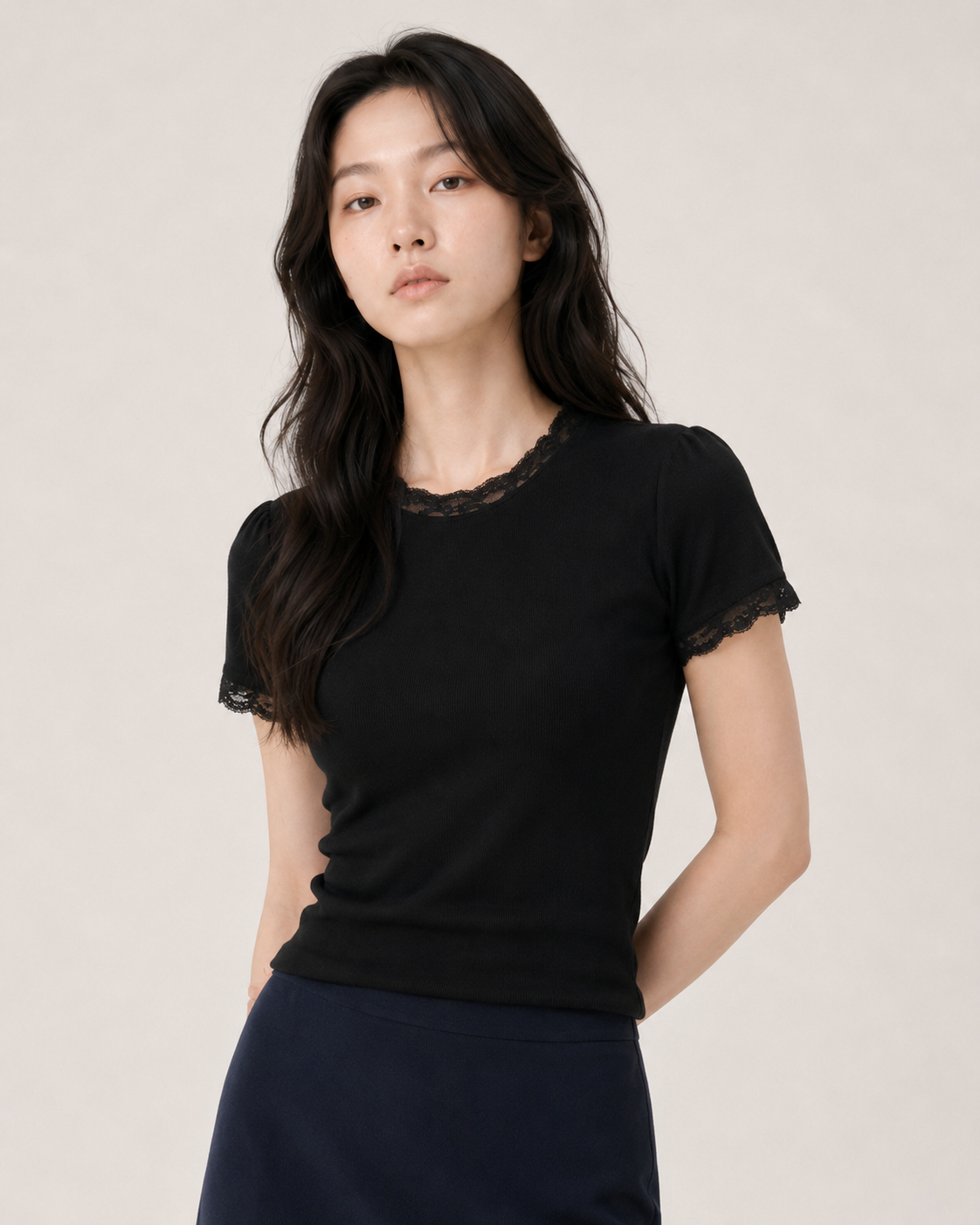 KARMA女士蕾丝花边修身短袖